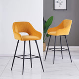 JaHECOME Tabourets de Bar avec Dossier, Accoudoirs et Repose-Pieds,Chaises de Bar Roubourés, Pieds en Métal Chaises pour Salon, Bistrots (2, Jaune)