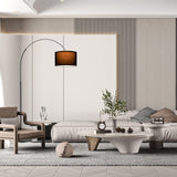 Modlicht Lampadaire Arc JASMIN | Lampe Sur Pied Classique | Ampoule LED E27 9W 3000K incluse | 33cm Abat-jour Noir | Interrupteur au pied | Lampe Arc adaptée pour Chambre, Bureau, Hôtel