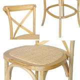 sweeek - Lot de 2 tabourets de Bar bistrot Vintage en Bois Naturel avec Repose-Pieds