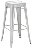 CLP Tabouret de Bar Joshua I Tabouret de Bar empilable en métal I Chaise de Bar avec Repose-Pieds I Hauteur d'assise 76 cm I Tabouret empilable, Couleur:Argent