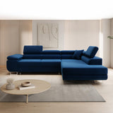 INTENSE DECO Canapé d'angle Droit Convertible Marius Velours Bleu