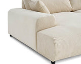 Lisa Design - Canapé Double Méridienne Garance en Velours Côtelé - Sofa Beige 3 Places - Salon