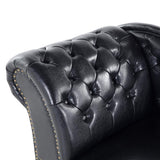 Chaise Longue Côté Gauche Méridienne en Cuir PU Noir Glamour Elégant Salon Nimes
