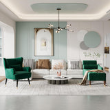 Vesgantti Fauteuil en Velours avec Oreiller Lombaire Fauteuil Scandinave Chaise Fauteuil Relax Confortable Pieds en Métal pour Salon Chambre 67 x 82 x 89 cm Charge Max. 180kg - Vert