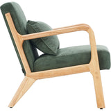HOMIFAB Fauteuil en Bois et Velours côtelé Vert - Lanna
