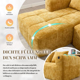 Sapgaks Canapé convertible pour 1 à 3 places, canapé modulaire, canapé d’angle avec poches latérales, tissu chenille, avec chaise longue et accoudoirs, coussins de siège inclus (Jaune + Chenille + 3