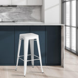 CLP Tabouret de Bar Joshua I Tabouret de Bar empilable en métal I Chaise de Bar avec Repose-Pieds I Hauteur d'assise 76 cm I Tabouret empilable, Couleur:Blanc