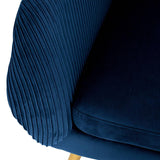 Atmosphera - Fauteuil Solaro Bleu en Velours plissé