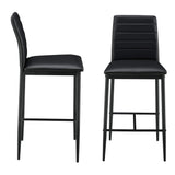 Lot de 2 Tabourets de Bar Chaises Rembourrées PU Similicuir avec Pieds en Acier et Hauteur d'Assise 66 cm Noir