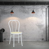 Tomaino - Chaise de cuisine en fer avec assise en paille - Ensemble de chaises de salle à manger Vienne pour restaurant, bar, Osteria, Trattoria Model Thonet, Bistrot (4, Blanc)