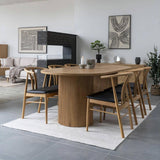 AltoBuy Ankara - Table Repas Ovale Pieds Relief MDF Effet Bois Naturel