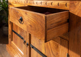 MASSIVMOEBEL24.DE Buffet - Bois Massif d'acacia laqué (Miel) - Style Colonial - Oxford #0424