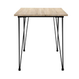 Table de Salle à Manger Cuisine Salon pour 4 Personnes Plateau MDF Pieds Acier Épingle à Cheveux 120 x 70 x 75 cm Effet Chêne et Noir