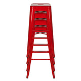 hjh OFFICE 645011 Tabouret de Bar VANTAGGIO High Métal Rouge, Tabouret Industriel Haut, empilable
