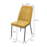 ML-Design Lot de 4 Chaises de Salle à Manger, Moutarde en Polyester avec Pieds Métalliques, Dossier Ergonomique, Assise Rembourrée, Sièges Confortables pour Cuisine et Salon, Design Moderne Élégant