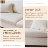Guyii Canapé 2 Places en Tissu Bouclette Beige Grand canapé Moderne et Confortable pour Salon, Dossier Moelleux et Assise Profonde, canapé Design avec accoudoirs Larges, Longueur 266 cm