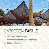 Voile d'Ombrage en Fibre de Coco Naturelle | Toile de Coco Protection Solaire écologique | Ombrière Idéal pour Terrasse Jardin Pergola & Décoration Extérieure Filet Brise-Vue Cosse Coeurs