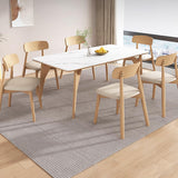 Lot de 4 chaises de salle à manger en bois massif – Assise rembourrée sans accoudoirs pour salle à manger, salon ou coiffeuse – Finition élégante blanche et noyer foncé pour une décoration d'intérieur