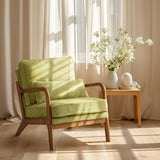 Bonnlo Fauteuil de Salon en Velours Côtelé, Chaise d'Appoint Relaxation avec Cadre en Bois, Siège Confortable pour Salon, Chambre, Terrasse, 65 x 80 x 78 cm (Vert)