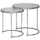 KADIMA DESIGN table de salon ronde Table d'appoint en verre blanc de l'argent table basse