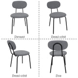 WAFTING Chaises de Salle à Manger Lot de 4, Chaise de Cuisine Empilables, avec Coussin en Tissu Teddy et Pieds Métalliques, pour la Salle à Manger, Cuisine, Salon, Chambre-Gris Foncé