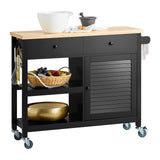 SoBuy Desserte de Cuisine Roulante Chariot de Service Multi-rangements Buffet Armoire de Cuisine, 1 Porte, 1 Grand Tiroir et 3 Crochets, 105x40x85.5 cm, Noir, FKW115-SCH