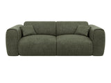 Vente-unique - Canapé 3 Places Convertible Express en Tissu texturé Vert Kaki - Matelas 16 cm mémoire de Forme POGNIA