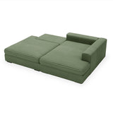 Mobilier-Deco Ayda - Canapé d'angle Convertible avec Coffre en Velours Gros côtelé Vert - Angle Droit