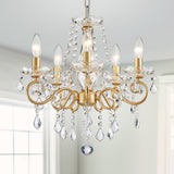 WUZUPS Chandelier Cristal Plafonnier Pendentif Flushmount Luminaire Moderne pour Chambre à Couloir Bar Cuisine Salle de Bain, H42 W43, Gold, Base E14