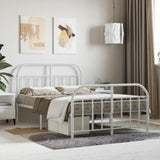 Capwee Lit 120x190 cm Cadre de lit en métal Lit Double en Métal pour Adultes-Blanc-120 x 190 cm-avec tête de lit et Pied de lit