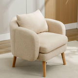 KOMHTOM Fauteuil de salon beige avec rembourrage en tissu peluche pour salon, chambre à coucher, balcon (beige)