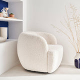 Alice's Home - Fauteuil Cosy Rond pivotant en Bouclette crème. Laya. L 79.5 x P 77.5 x H 67cm