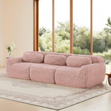KOMHTOM Canapé Modulaire d'angle en Peluche, Canapé Profond Confortable Moderne pour Salon, Bureau, Rampe Courbée, 291 x 104 x 73cm (Rose)
