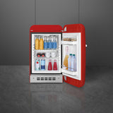 Smeg, FAB5RRD6 Réfrigérateur Minibar Vintage une Porte, 34L, Charnières à Droite, Froid Statique, 2 Clayettes Réglables, Porte-Bouteilles et Éclairage LED, H 72,5cm, Rouge