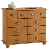 IDIMEX Commode Chambre Colmar L 92 cm 8 tiroirs en Bois Massif Brun chiffonnier apothicaire Rangement avec poignées en métal