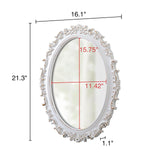 Sintosin Miroir Mural Ovale Baroque 54 x 40 cm, Miroirs Vintage Blancs Déprimés pour Le Salon, Miroirs en Bois pour Salle de Bain, Entrée, Miroir Mural Design horizontaux ou verticaux