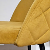 Meubletmoi Lot de 2 Chaises de Bar en Velours Jaune avec Capitonnage et Pieds en Métal Noir - Design Contemporain - FARA 2