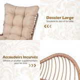 COSTWAY Fauteuil de Jardin en Rotin PE, Charge 180 kg, Chaise de Jardin avec Coussin Amovible, Cadre en Métal, Dossier Incliné, Fauteuil Exterieur pour Piscine Porche Balcon, 84 x 68 x 87 cm (Brun,1)