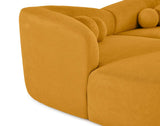 Lisa Design - Charles - canapé Droit 4 Places avec Double méridienne - Assise Profonde - en Velours texturé, Jaune