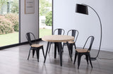PEGANE Table à Manger Ronde Extensible en Bois Coloris chêne Nordique Pieds Noir - diamètre 100-180 x Hauteur 76 cm