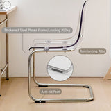 Chaise de salle à manger transparente avec dossier transparent – Design minimaliste en acrylique pour salle à manger, salon, bureau – Pieds galvanisés – Meuble élégant et moderne