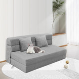 ANONER Canapé-lit Pliant 3 en 1, 2 oreillers et Housse Lavable, canapé-lit futon en Mousse à mémoire de Forme, pour Salon, Chambre, Gris Clair, 2 Places 203 × 152cm (Queen)