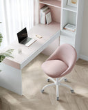 SONGMICS Chaise de Bureau, Fauteuil Pivotant en Tissu Coton-Lin, Siège Confort, Rembourrage en Mousse, Réglable en Hauteur, pour Bureau, Chambre, Rose Bonbon OBG020P01