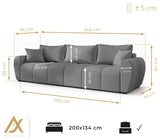 AXLIVING Malatya Big Canapé avec fonction couchage Canapé-lit Marron clair 246 cm