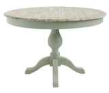 Générique Table à Manger Ronde sur piédestal avec 2 tiroirs cachés 120 L x 120 P x 78 H cm Plateau en Bois Dur d'acacia délavé à la Chaux Table à Manger en Bois Bleu Marine 5 Couleurs