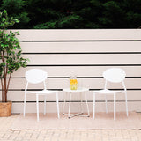 Homestyle4u Lot de 4 chaises de Jardin Blanches, chaises de Cuisine en Plastique, chaises empilables, Chaise de Balcon, Chaise d'extérieur