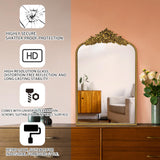 Awhtixbo Miroir Baroque doré Antique 40 x 64(H) cm – Cadre Vintage en Fonte avec Fleurs en résine sculptées à la Main, Miroir Mural incassable pour Salle de Bain, Salon et Chambre à Coucher