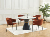 Vente-unique - Lot de 2 chaises avec accoudoirs en Velours et métal Noir - Terracotta - ORDIDA - Salle à Manger