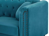 Vente-unique - Canapé 3 Places en Velours Bleu Canard Turner