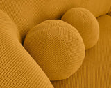 Lisa Design - Charles - canapé Droit 4 Places avec Double méridienne - Assise Profonde - en Velours texturé, Jaune